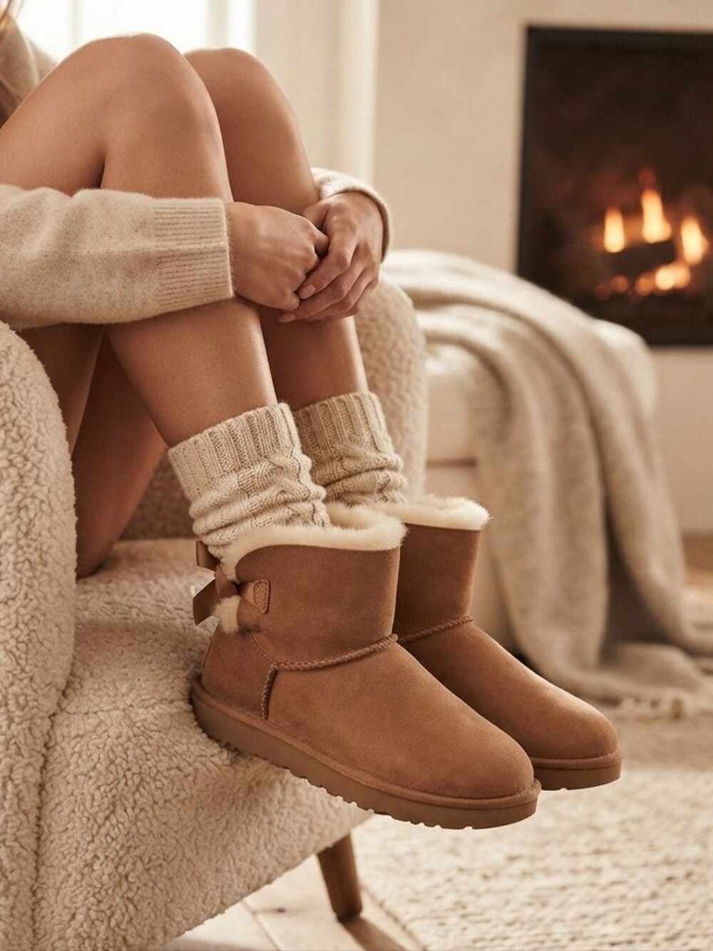 UGG Women’s Short Shearling-Lined Suede Boots Size 9 Cozy